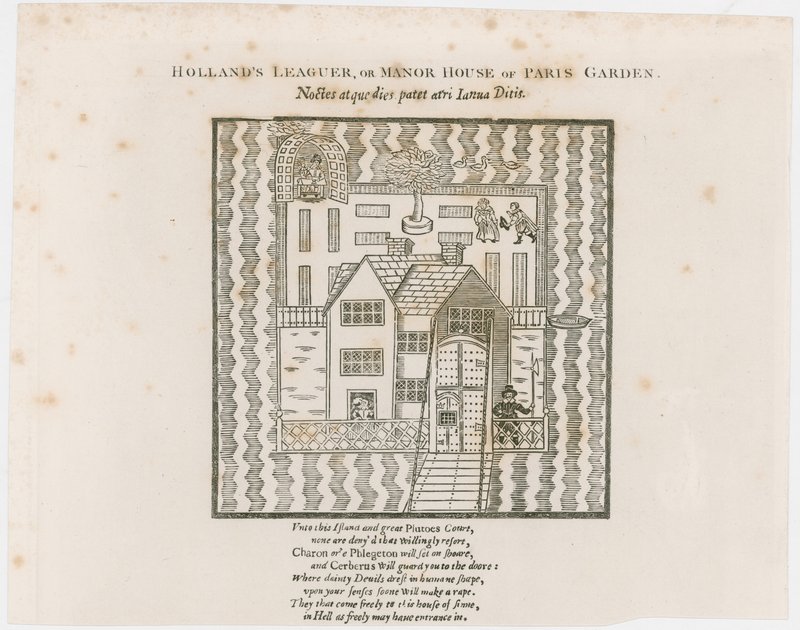 Frontispice till Hollands Leaguer, 1632. Paris trädgård av English School