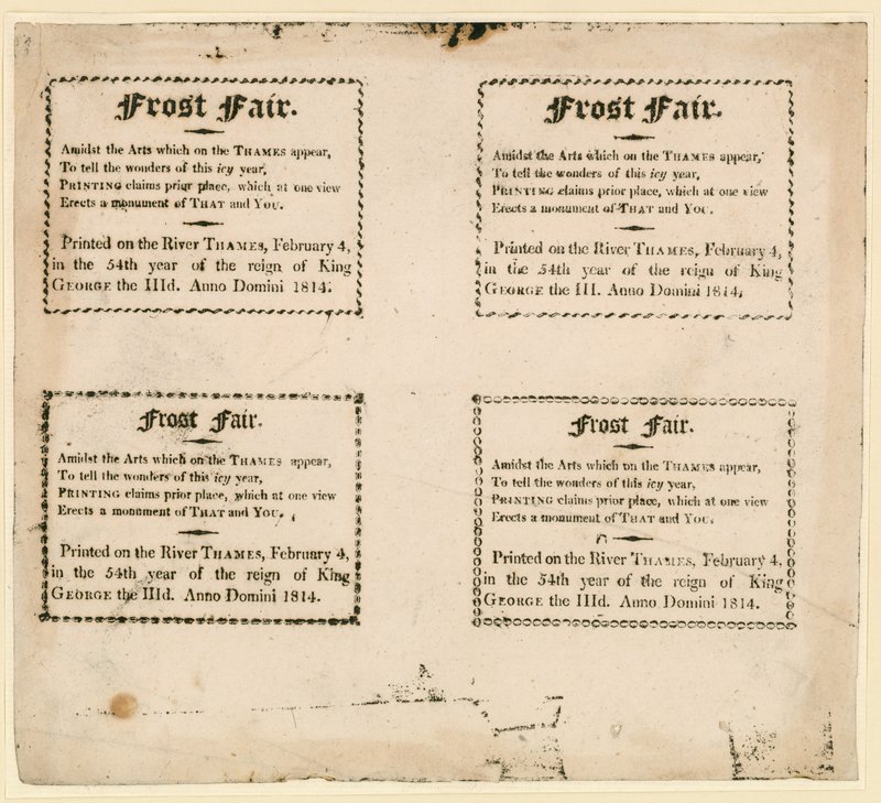 Frost Fair of 1814 - souvenirer tryckta på isen av English School