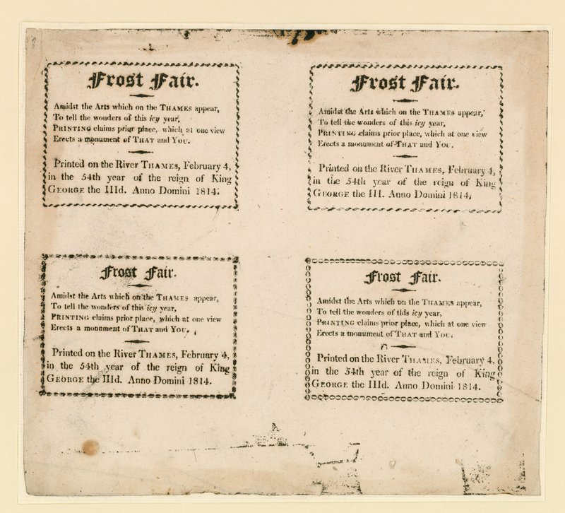 Frostmässa 1814. Souvenirer tryckta på isen av English School