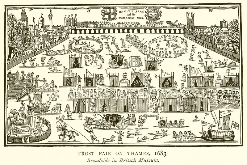 Frostmässa på Themsen, 1683 av English School