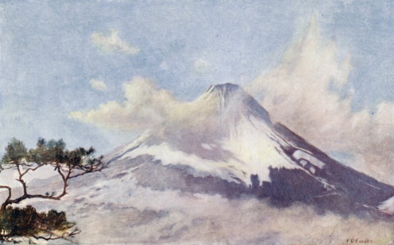 Fujisan, det "heliga berget" (färg litho) av English School