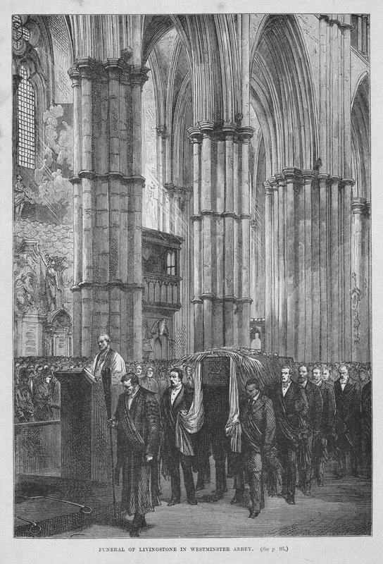 Dr Livingstones begravning i Westminster Abbey av English School