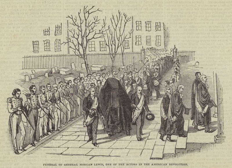 Begravning av general Morgan Lewis, en av skådespelarna i den amerikanska revolutionen av English School