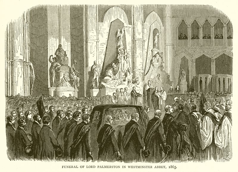 Lord Palmerstons begravning i Westminster Abbey, 1865 av English School
