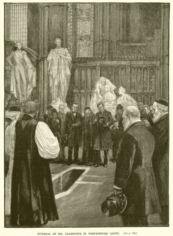 Mr. Gladstones begravning i Westminster Abbey av English School