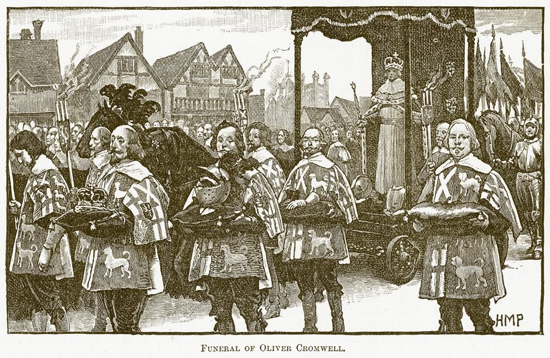 Oliver Cromwells begravning, illustration från The New Popular Educator, c.1891 av English School