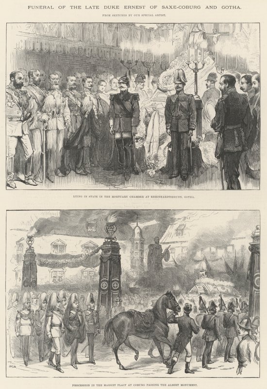 Begravning av framlidne hertig Ernest av Saxe-Coburg och Gotha (gravyr) av English School