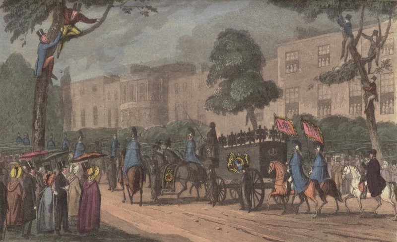 Begravningståget av drottning Caroline, främmande fru till kung George IV av English School