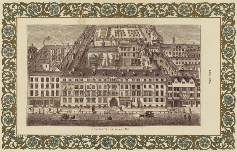 Furnivals Inn som 1750 (färggravyr) av English School