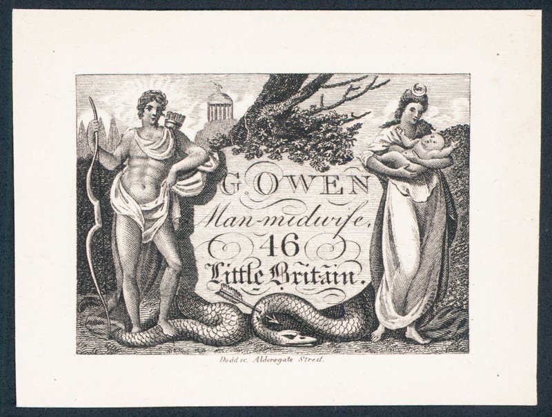 G Owen, Man-barnmorska, handelskort av English School