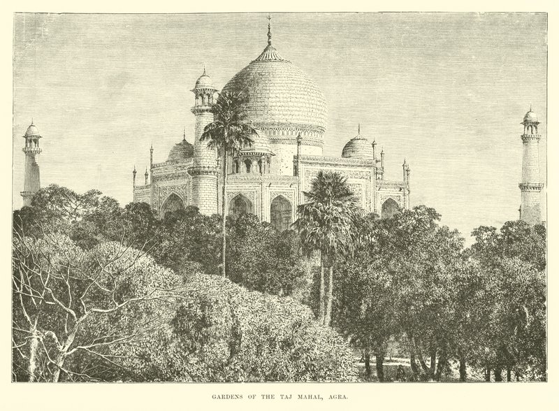 Trädgårdarna i Taj Mahal, Agra av English School
