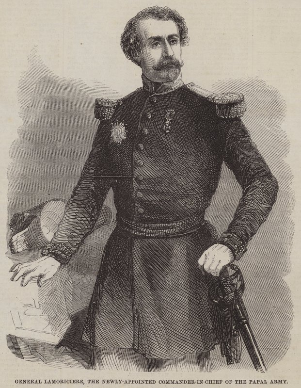 General Lamoriciere, den nyutnämnde överbefälhavaren för den påvliga armén (gravyr) av English School