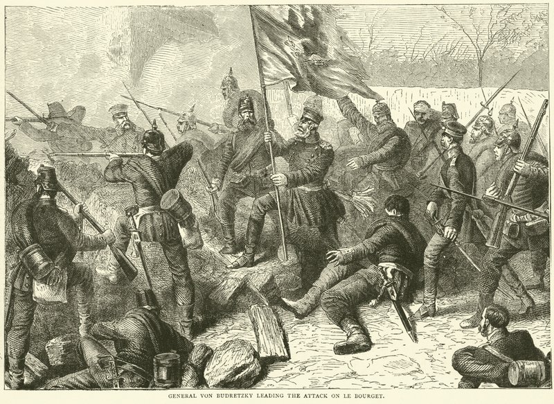 General Von Budretzky ledde attacken mot Le Bourget, oktober 1870 av English School