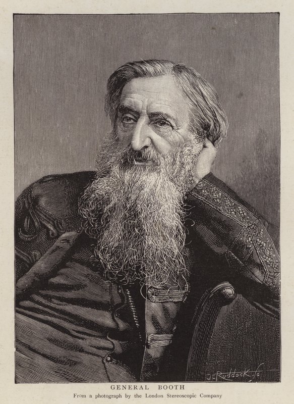 General William Booth, brittisk grundare av Frälsningsarmén (litho) av English School
