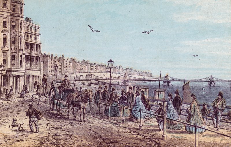 Allmän bild av människor på strandpromenaden i Brighton av English School