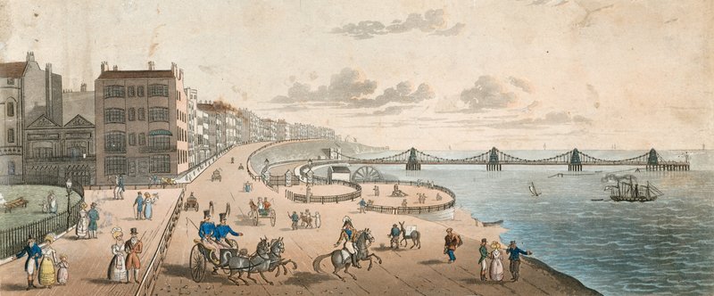Allmän bild av människor vid havet i Brighton av English School