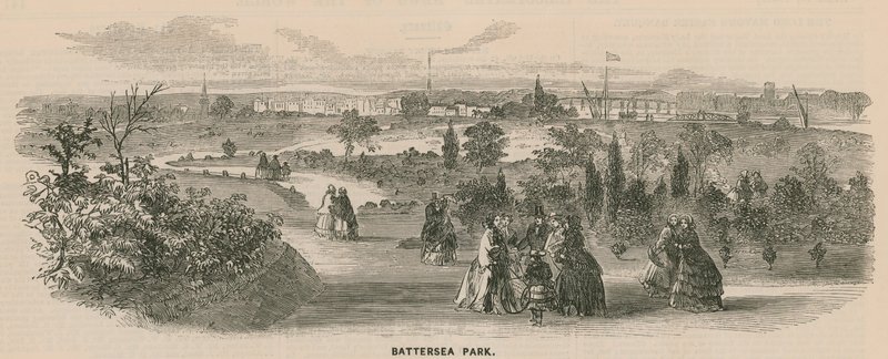 Allmän bild av människor som går i Battersea Park av English School