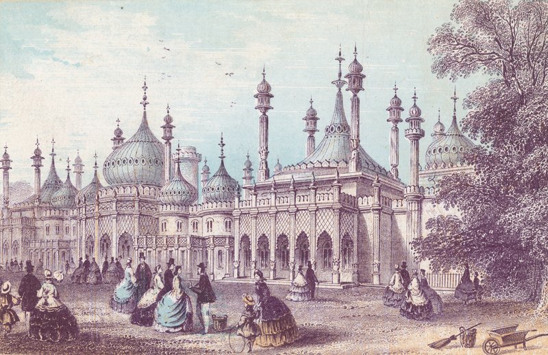 Översikt över Royal Pavilion i Brighton av English School