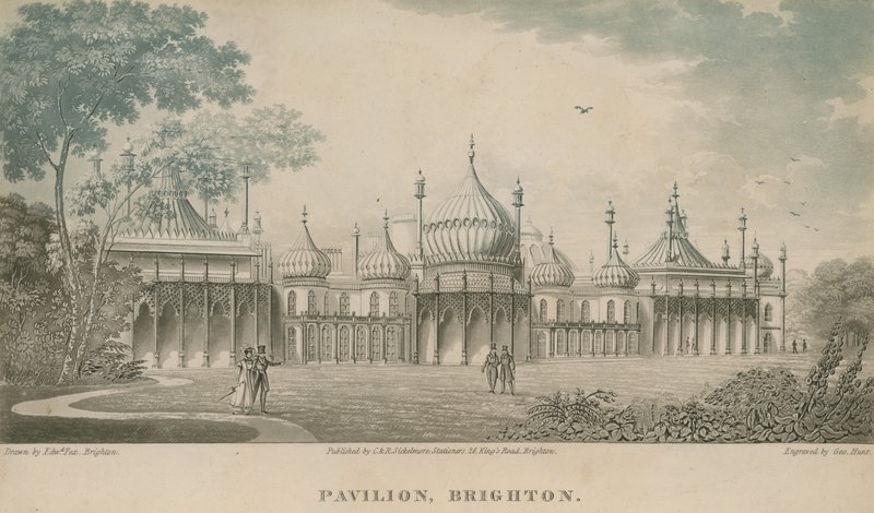 Översikt över Royal Pavilion i Brighton av English School