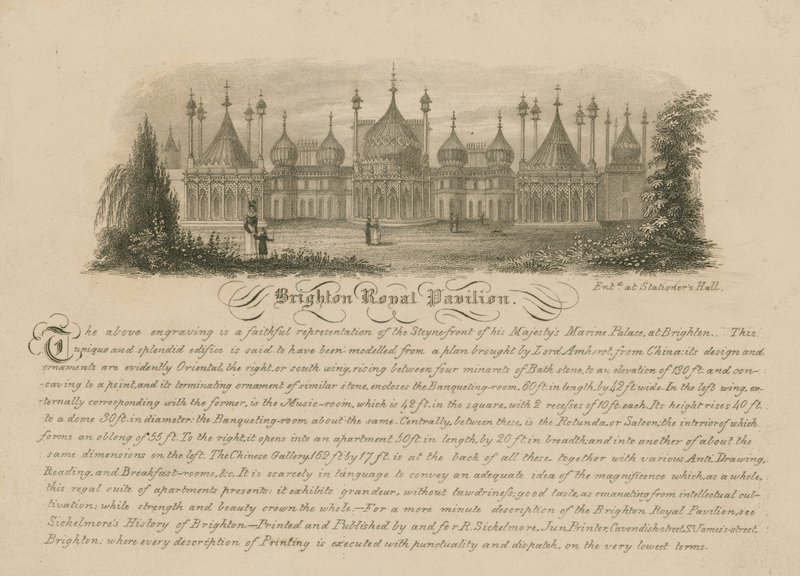 Översikt över Royal Pavilion i Brighton av English School