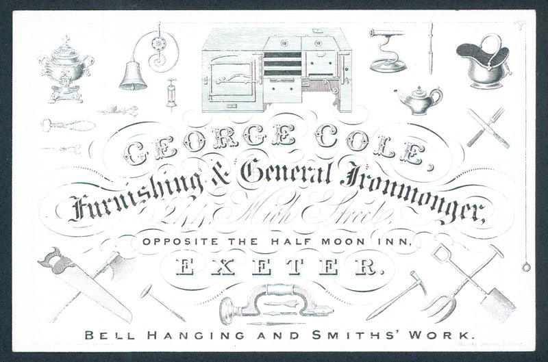 George Cole, inrednings- och allmän järnhandlare, handelskort av English School