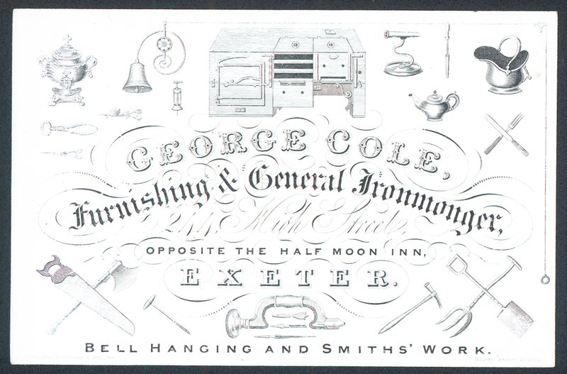 George Cole, inrednings- och allmän järnhandlare, handelskort av English School