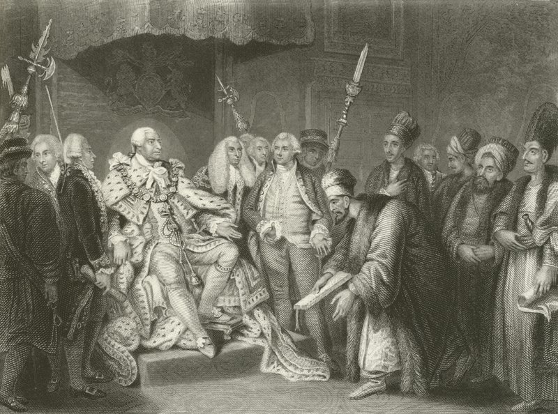 George III tar emot den turkiska ambassadören och sviten av English School
