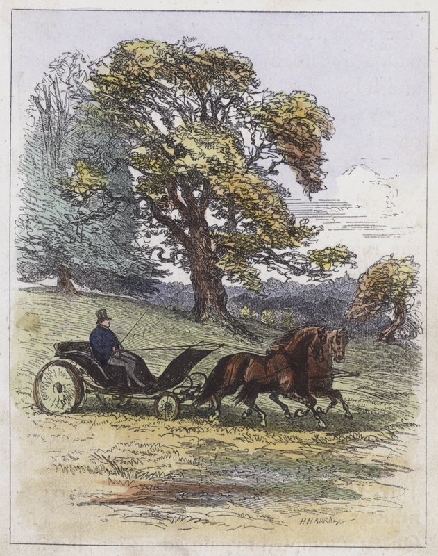 George IV, kör i Windsor Park (färgad gravyr) av English School
