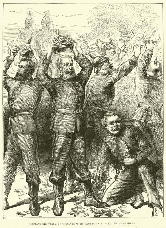 Tyskarna kröner sig själva med Laurel i Tuilerierna, mars 1871 av English School