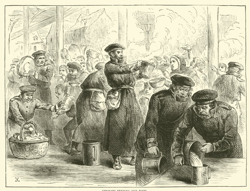 Tyskarna serverar mat, januari 1871 av English School