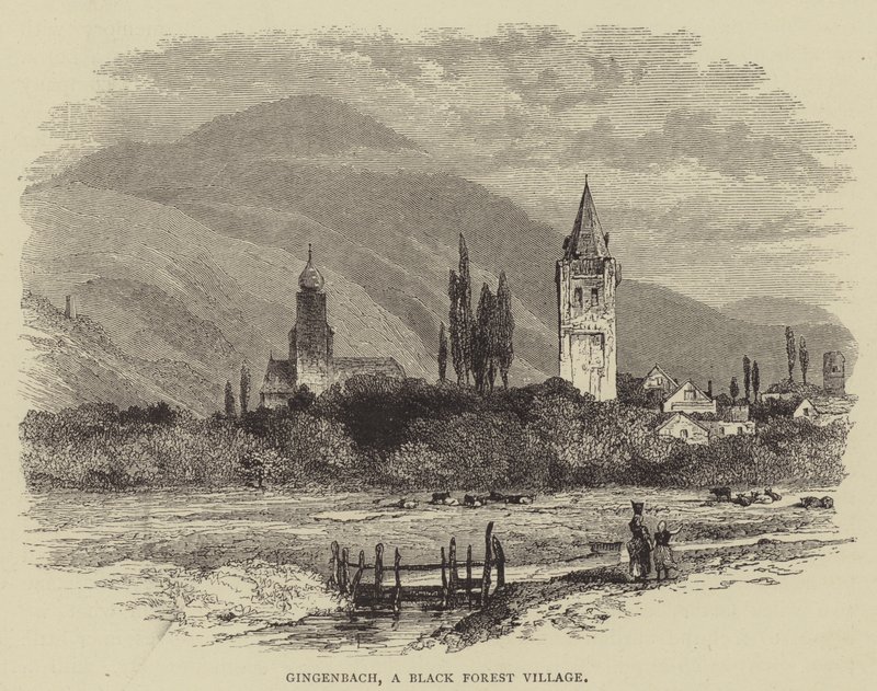 Gingenbach, en by i Schwarzwald (gravyr) av English School