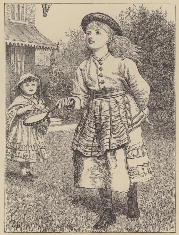 Flicka som leker med fjäderbollen av English School