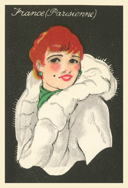 Flickor från många länder: Frankrike, Parisienne (färglitografi) av English School