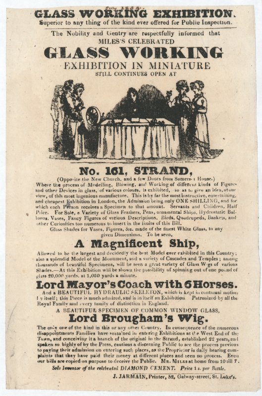 Glasarbetsutställning, 161 Strand, juli 1834 av English School