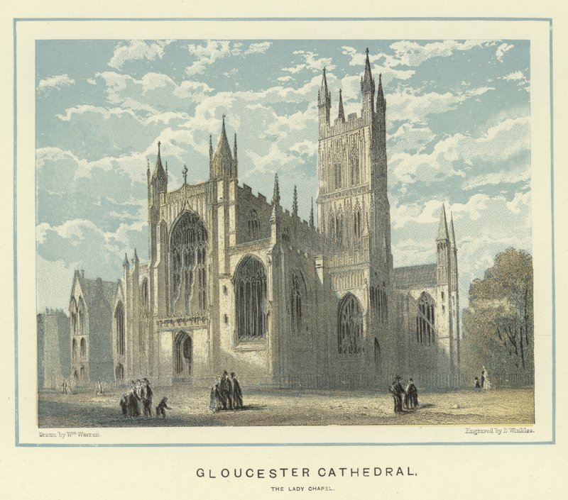 Gloucester Cathedral, Lady Chapel (färglitografi) av English School