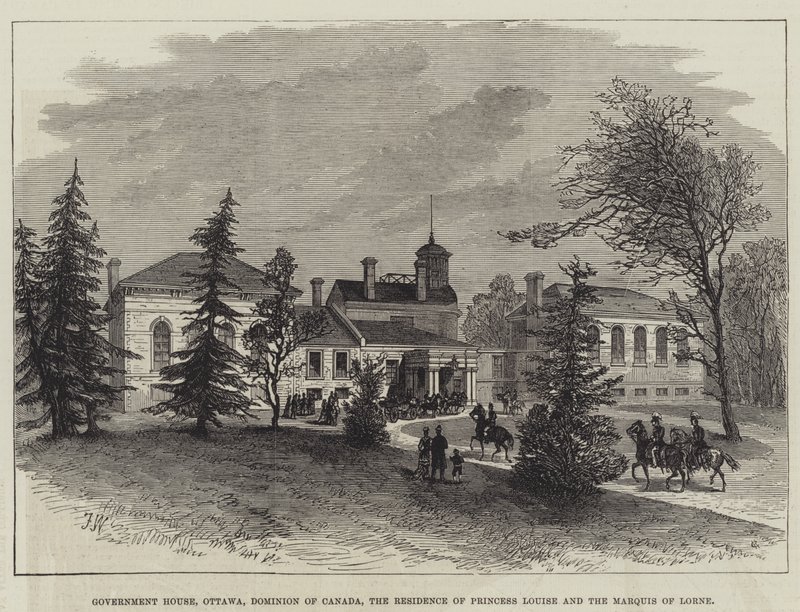 Government House, Ottawa, Dominion of Canada, residenset för prinsessan Louise och markisen av Lorne (gravyr) av English School