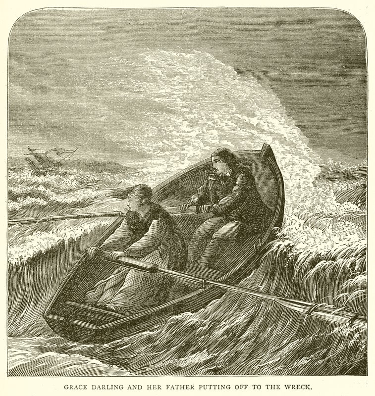 Grace Darling och hennes far lägger av till vraket av English School