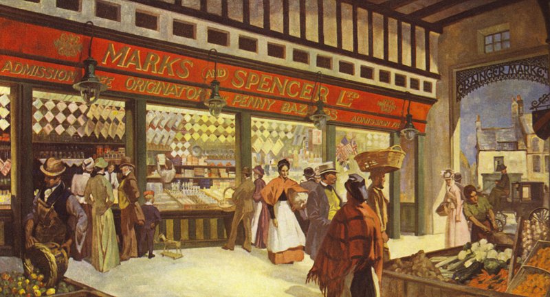 Grainger Market Hall Bazaar Newcastle, existerar fortfarande i sin ursprungliga form, 1895 av English School