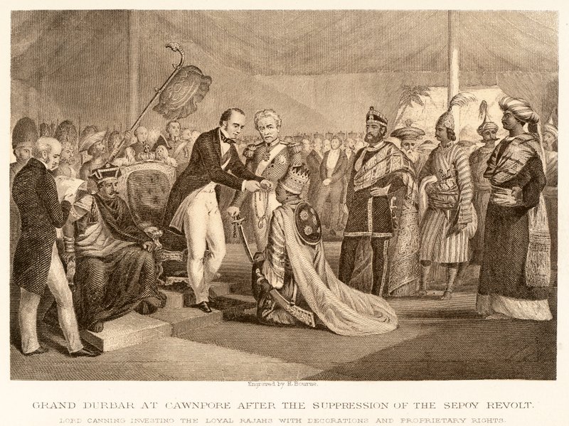 Grand Durbar i Cawnpore efter undertryckandet av Sepoy-revolten av English School