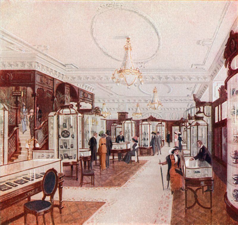 Stora salongen av Stewart Dawsons Jewel Palace på Regent Street av English School