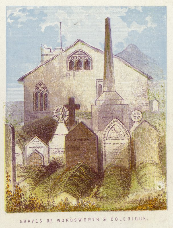 Graves of Wordsworth och Coleridge (färg litho) av English School