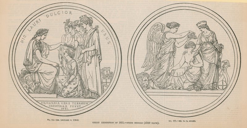 Stora utställningen 1851 - Prismedaljer (100 £ vardera) av English School