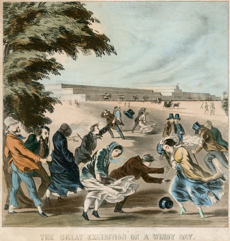 Stor utställning på en blåsig dag, 1851 av English School