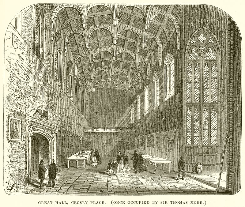 Great Hall, Crosby Place. (En gång ockuperad av Sir Thomas More) av English School