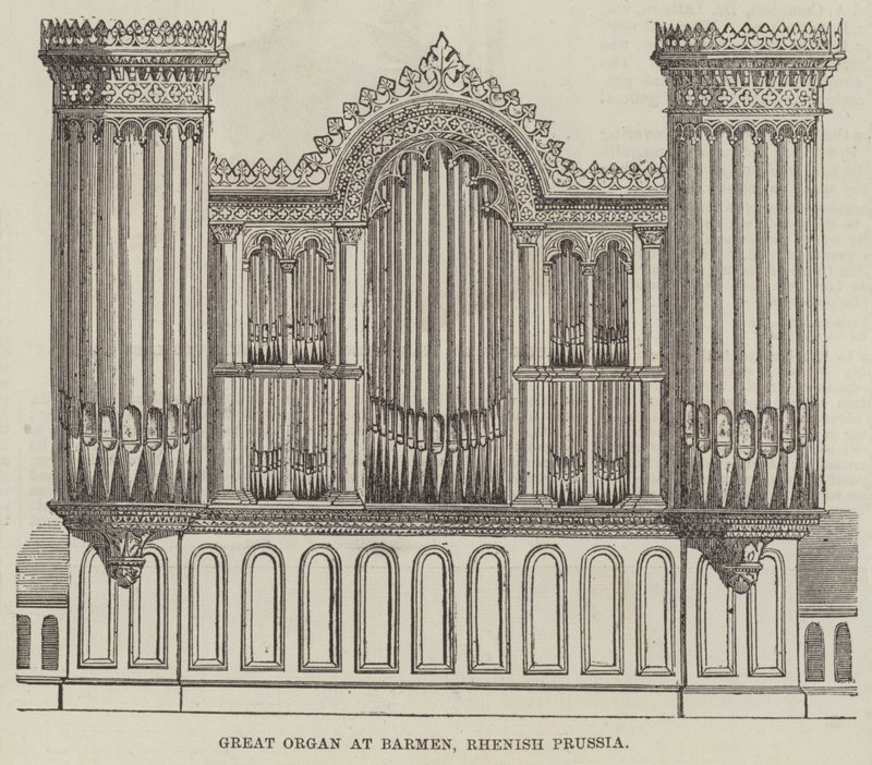 Great Organ at Barmen, Rhenish Preussen (gravyr) av English School