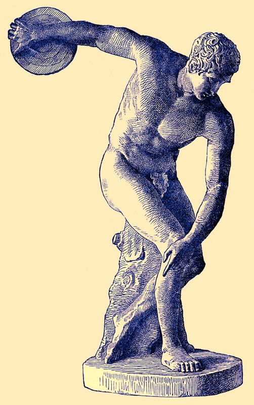 Grekisk idrottare kastar diskus, illustration från Cassells Illustrated Universal History av Edward Ollier, 1890 (digitalt förbättrad bild) av English School