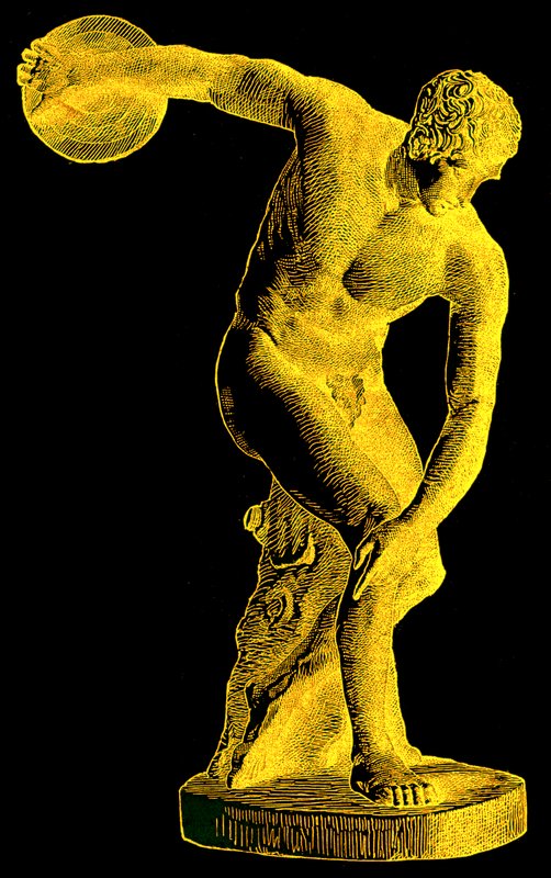 Grekisk idrottare kastar diskus, illustration från Cassells Illustrated Universal History av Edward Ollier, 1890 (digitalt förbättrad bild) av English School