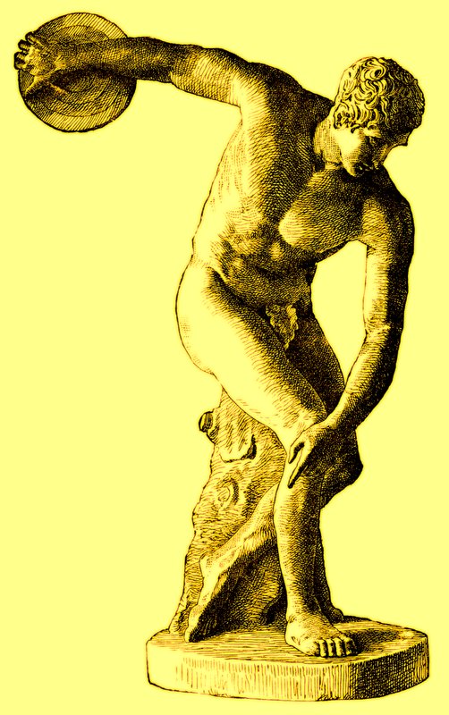 Grekisk idrottare kastar diskus, illustration från Cassells Illustrated Universal History av Edward Ollier, 1890 (digitalt förbättrad bild) av English School