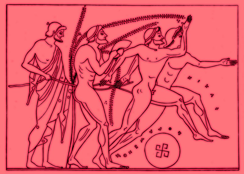 Grekiska löpare, illustration för Olympia av Adolf Boetticher, 1886 (digitalt förbättrad bild) av English School