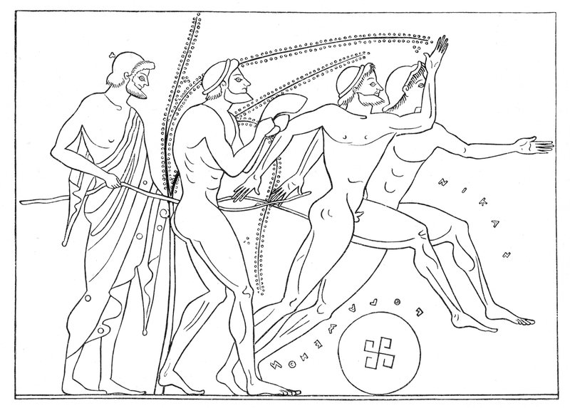 Grekiska löpare, illustration för Olympia av Adolf Boetticher, 1886 (digitalt förbättrad bild) av English School